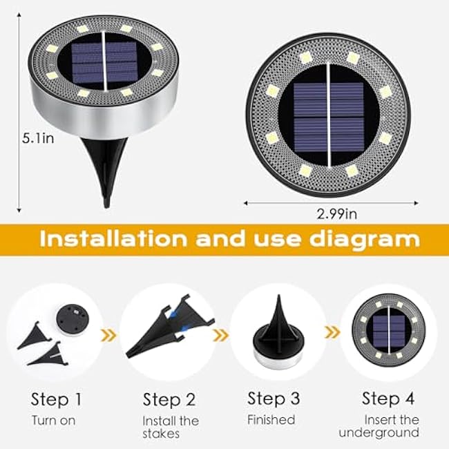 Solar Lights Outdoor 16 Pack, Solar Garden Outdoor Waterproof Pathway Lights Bright In-Ground Light Outdoor Lighting Decor for Lawn, Patio, Yard, Driveway, Step and Walkway White Light
