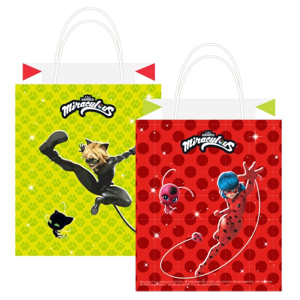 MIRACULOUS LADYBUG - Bolsas de papel para fiesta (8 unidades, 130 x 310 cm, con asa, para fiestas temáticas y cumpleaños infantiles, 8 unidades)
