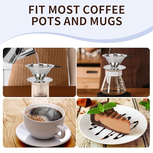 Image of Stainless Steel Pour Over Coffee Dripper, Reusable Fine Mesh Filter for 1-2 Cups, Paperless Coffee Maker for Home, Travel, Camping