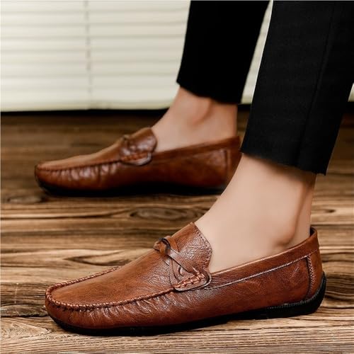 Men's Party Loafers Vegan Leather Business Solid Color Round Toe Heel Non Slip Anti-Slip Low Top Rubber Sole Uniform Slip-on2