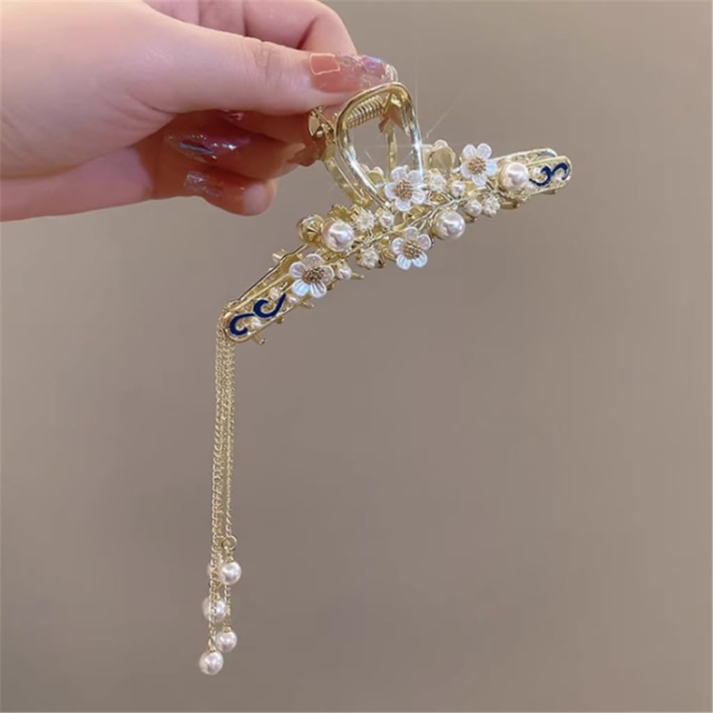 JFDBGU Clip for afferrare la Nappa con Perla in Metallo Stile Antico, Grande Clip for Capelli con Cucchiaio for Cervello, Clip for squalo Femmina