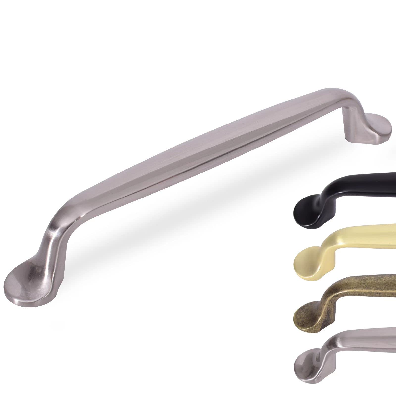KHTUMEWARE 10 Pack Brushed Brass Cabinet Pulls 5 in (128mm) Hole Center Cabinet Hardware Kitchen Brushed Gold Cabinet Handles for Bathroom Gold Drawer Pulls Dresser Pulls image