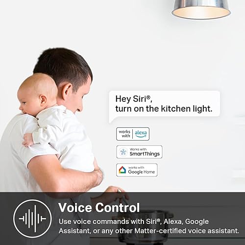 Miniatura 4 de Kasa Matter - Interruptor de luz inteligente control de voz con Siri, Alexa y Google Assistant, certificado UL, temporizador y horario, instalación