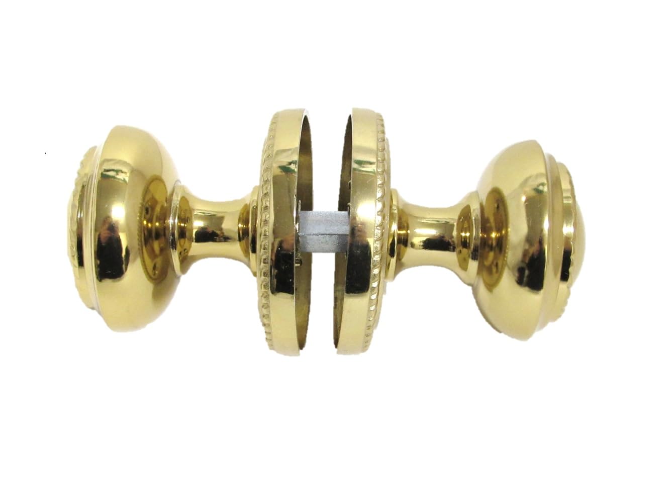 Epsom Door Handle Yellow Brass Plated Round Door Knob Set & Tubular Latch - Georgian Style Sprung Internal & External Door Knobs For Mortice Locks & Tubular Latches. (1 Pair Georgian Mortice Knobs)