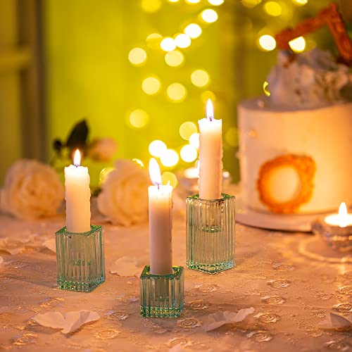 Glasseam Glass Taper Candlestick Holder: Set Of 3 Assorted Green Candle Holders For 7/8'' Standard Tapered Candle Sticks For Home Christmas Thanksgiving Table Décor Wedding Anniversary Centerpieces #TOP3