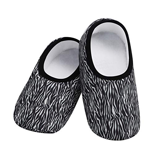 Image of Snoozies Skinnies Animal Womens slipper socks Non-Slip Lightweight Soft Sherpa Lining Foldable Travel