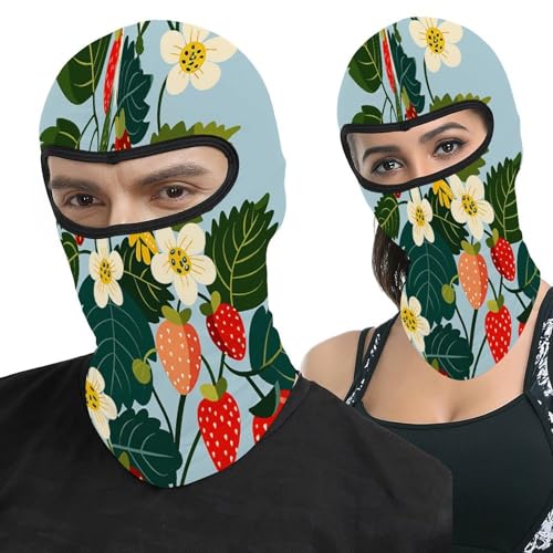 Balaclava térmica para hombre y mujer con estampado de fresas y flores, máscara facial para esquí, motociclismo y clima frío miniatura 1