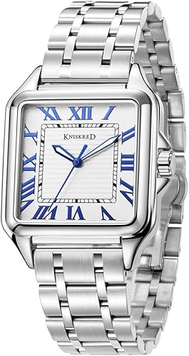 Miniatura 9 de Classic Square Watch for Men with Vintage Roman Numeral and Solid Stainless Steel Band