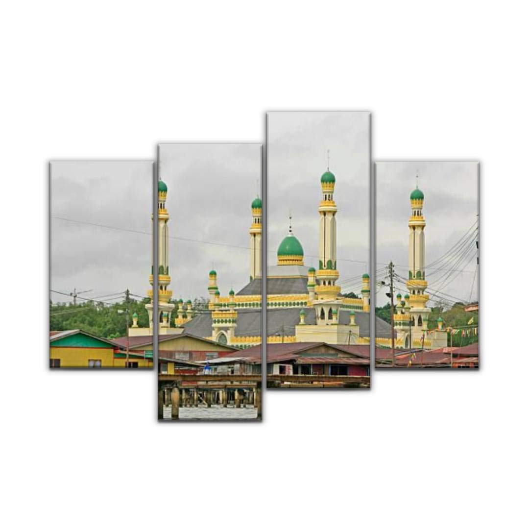 4 Panel kampong ayer, bandar seri begawan, brunei, southeast asia ulurus and Canvas Pictures Home Decor Gifts Canvas Wall Art for your Living Room