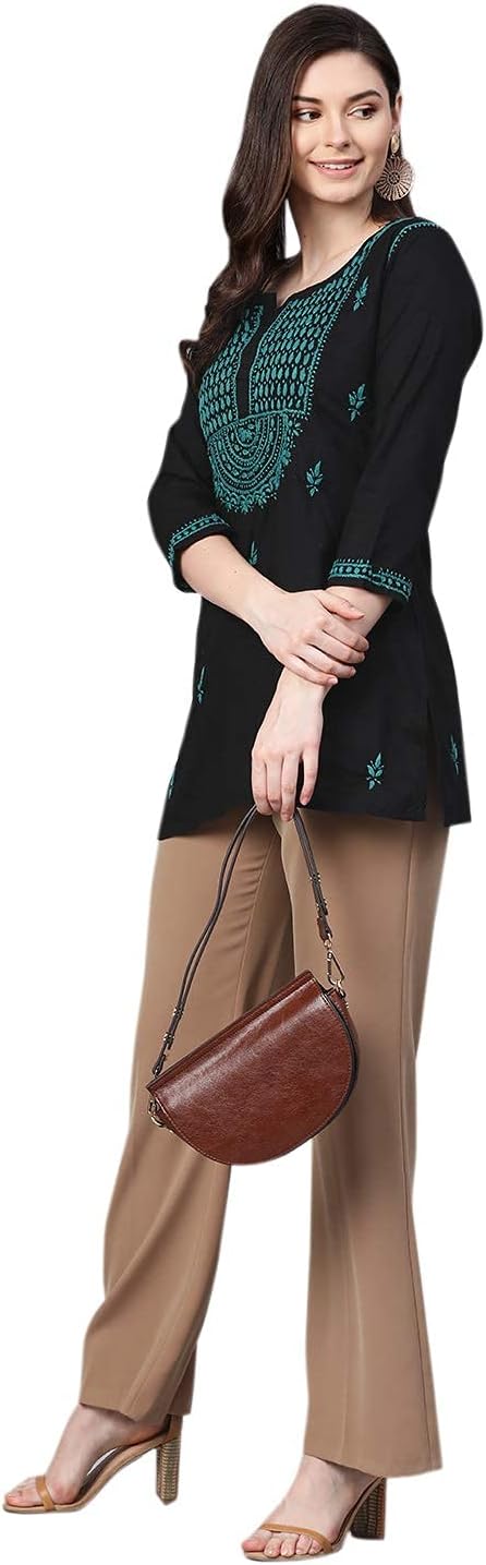 Ada Women's Hand Embroidered Indian Chikankari Cotton Top Tunic Blouse Shirt A100101 - Image 6