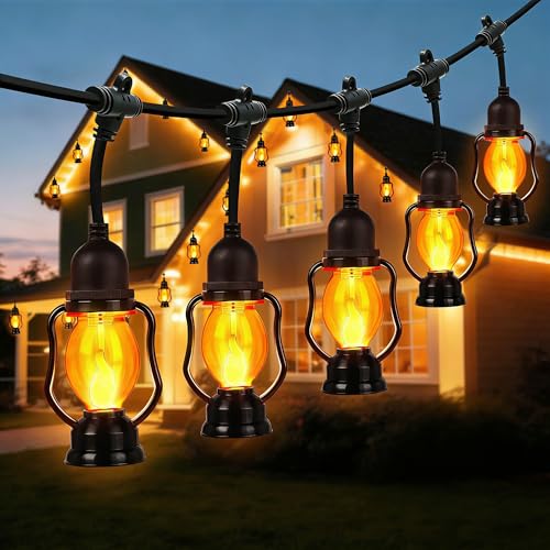 Zeiliuled Flame Outdoor String Lights, 21FT Patio...