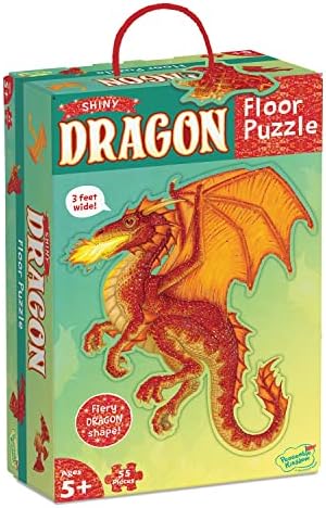 Peaceable Kingdom Dragon Puzzle – Floor Puzzles for Kids Ages 5 & Up – Includes 55 Sturdy Pieces & Carrying Case with Corded Handle