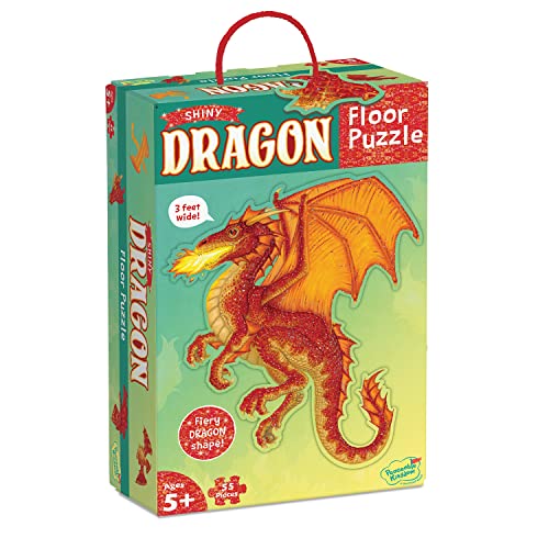 Peaceable Kingdom Dragon Puzzle – Floor Puzzles for Kids Ages 5 & Up – Includes 55 Sturdy Pieces & Carrying Case with Corded Handle