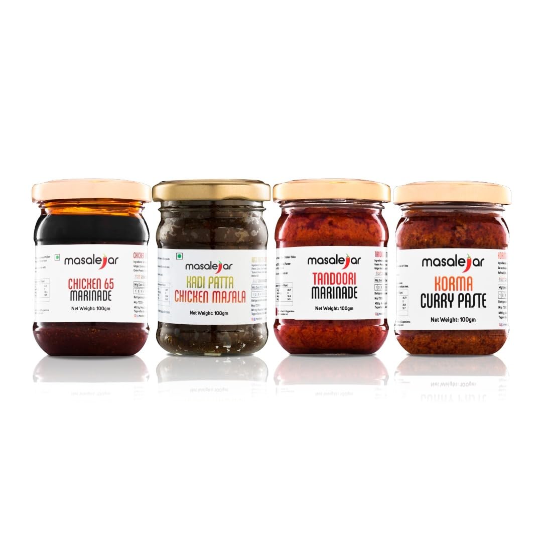 Masalejar Ready to Cook Spice Mix | Chicken 65 Tandoori Korma Kadi Patta Two Sates Combo Marinade | Just Mix & Cook | Veg & Non-Veg Curry Paste Masala | No added Preservatives (Pack of 4X100gm) (B0C7LRT1RL) Amazon Price History, Amazon Price Tracker
