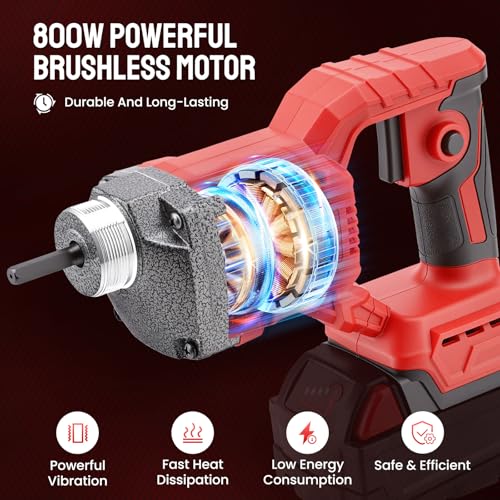 Cordless Concrete Vibrating Tool Compatible with Milwaukee M18 18V Battery, 800W Power Concrete Vibrator w/3.6FT Shaft Rod, 3600RPM Portable Electric Vibrarator Remove Air Bubble - Image 3