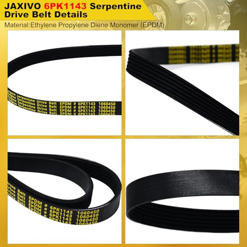 Image of 6PK1143 Serpentine Belt V-Ribbed Drive Belt for 07-18 Edge 3.5L,08-12 Escape 3.0L,11-19 Explorer V6,09-19 Flex /Taurus,09-16 MKS,07-18 MKX,07-15 CX-9 3.7L,21-25 A4 /A6 /Q5 2.0L,Replace 1060450