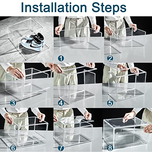 12 Pack Shoe Boxes, Clear Acrylic Stackable Plastic Sneaker Box Container, Magnetic Side Open Shoe Organizer Case For Man And Women (Transparency-12Pack-Side) #TOP5