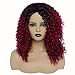 Produktbild HIAYSAN Kurze verworrene lockige Ombre Burgunder Wein rote Perücke mit dunklen Wurzeln Natürliche synthetische Mode Afro Haar Perücken für schwarze Frauen