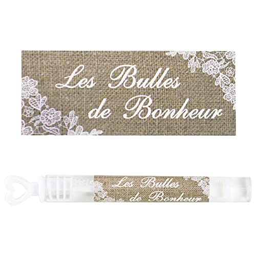 50Pcs Bulles Stickers Mariage Romantique Etiquette Adhésive Imperméable Autocollant Bouteille Bulle Savon Flacon Décoration Bulles Bonheur Fête Anniversaire Fiançailles Baptême Communion Couleur Jute