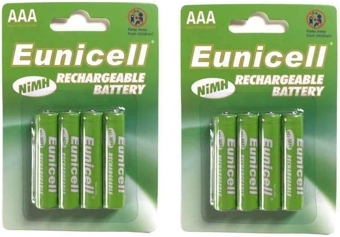 Eunicell AA AAA 600mAh Rechargeable Batteries 1.2V for Solar Lights and Cordless Phones (AAA (pack of 8))