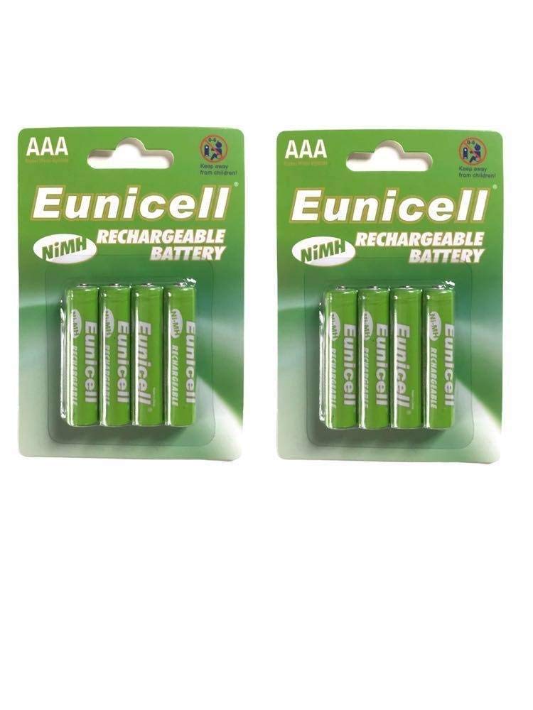 Eunicell AA AAA 600mAh Rechargeable Batteries 1.2V for Solar Lights and Cordless Phones (AAA (pack of 8))