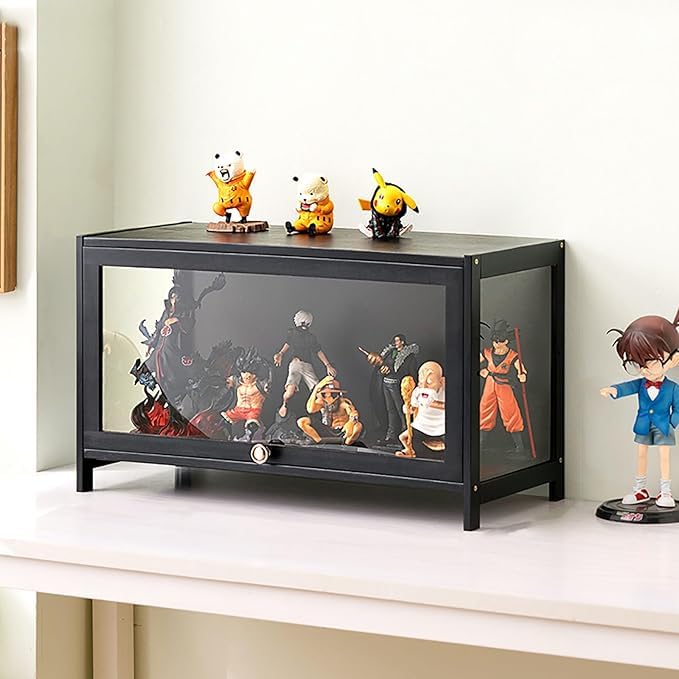 Hynbdes Display Cabinet for Collection, Acrylic Transparent Curio Cabinet Figures and Curio Collection Display Case Floor Standing Showcase Home Living RoomBlack70*33 * 40