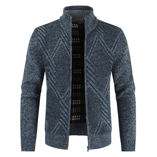 Cárdigan de punto para hombre grueso con cremallera completa