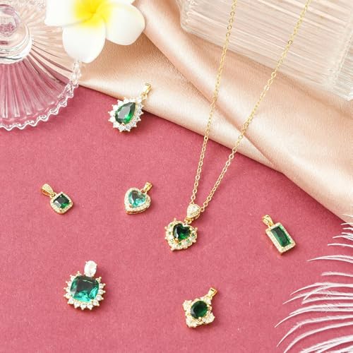 Breloques rectangulaires laiton et oxyde de zirconium vert brillant