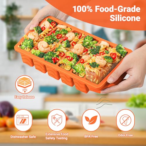 Image of 1 /2 Cup Silicone Freezer Molds with Lid, 2-Pack Silicone Freezer Trays for Soup, Sauce & Broth - Meal Prep Containers, Large Ice Cube Tray, Oven & Dishwasher Safe