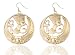 Goldtone Embedded Nefertiti, Ankh Cross and Wings Design Dangle Earrings (R-3663)