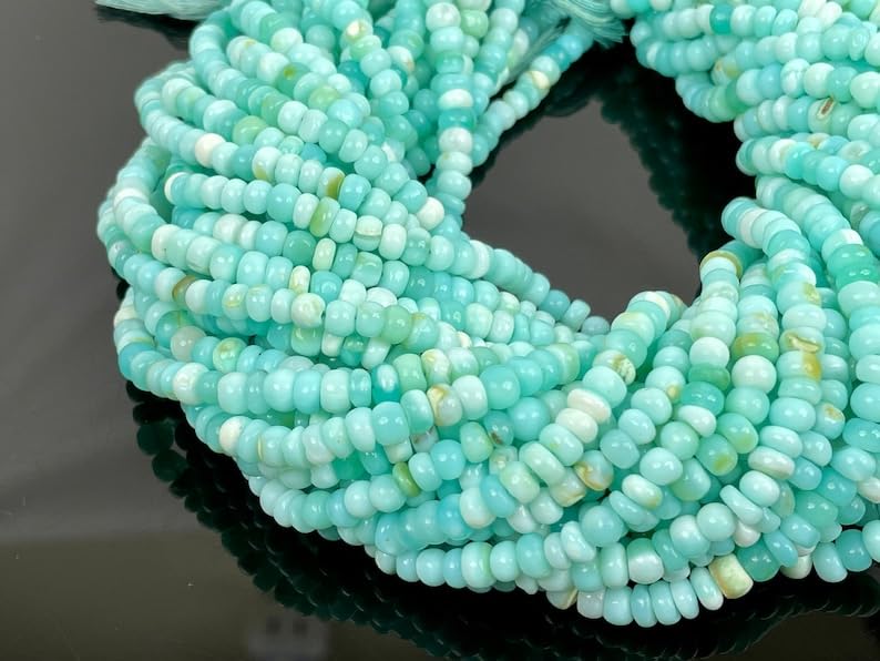 Perles en opale péruvienne naturelle 5mm pour créer vos propres colliers et bracelets d'été