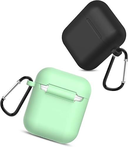 Miniatura 2 de Funda protectora de silicona compatible con el estuche de Airpods 2 y 1 (paquete de 2), color arena rosaamarillo