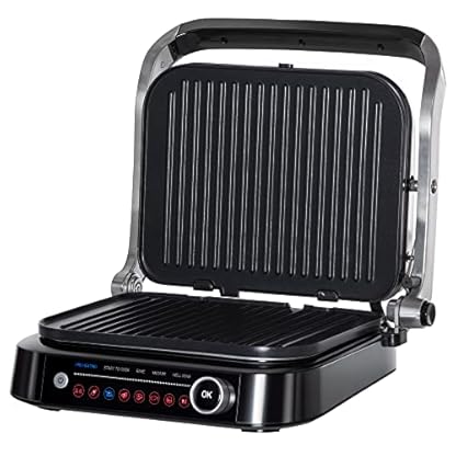 HOMCOM Elektrogrill Kontaktgrill 95° aufklappbar Optigrill Intelligente Zeitkontrolle Multi-Funktionen 2100 W Tischgrill…
