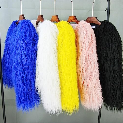 Women Fluffy Faux Fur Warm Jacket Long Sleeve Outwear Parka shaggy Coat3