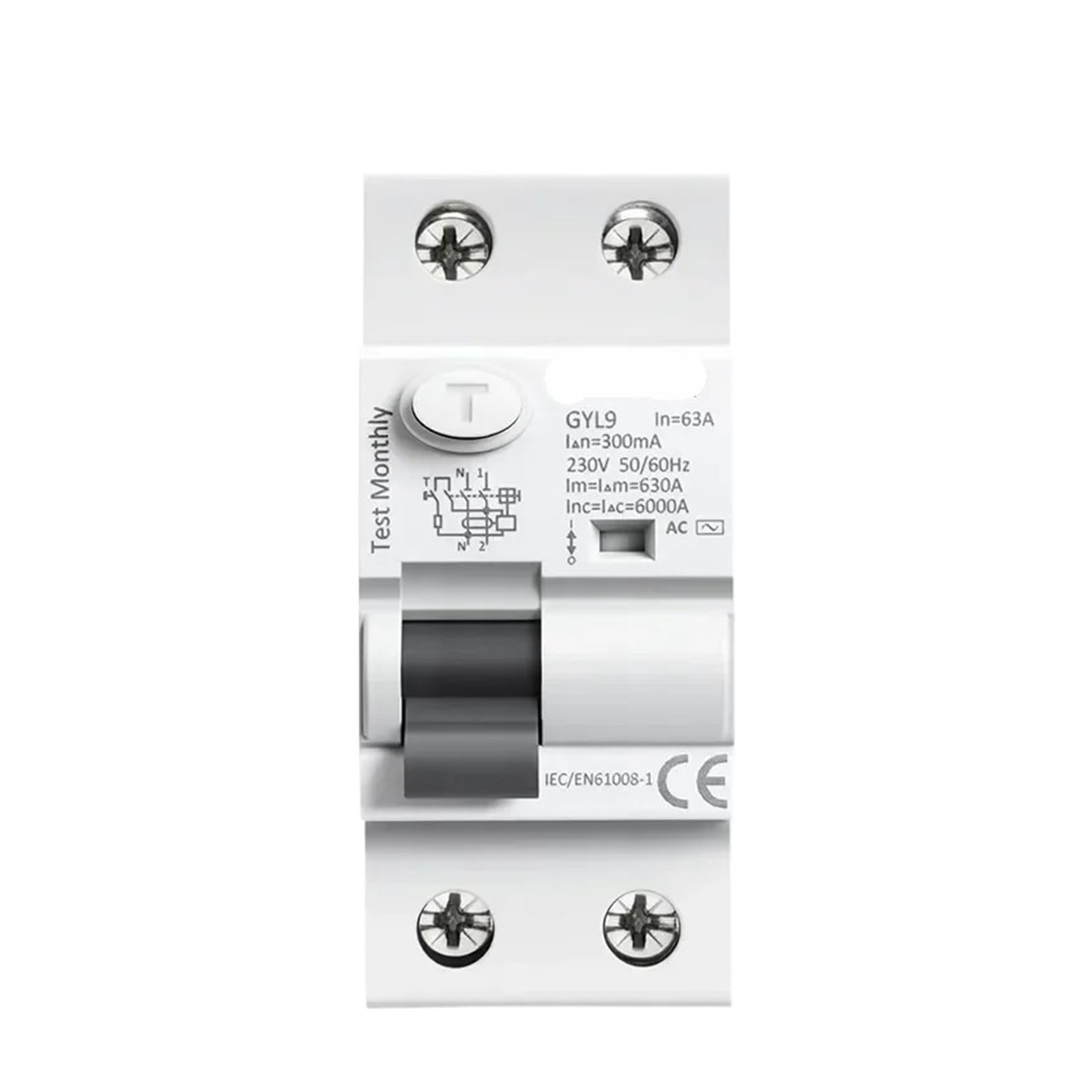 OSHZIKJII Breaker 2 Pole 25A 40A 63A 100A RCD 30mA 100mA 300mA(2P 40A,300mA)