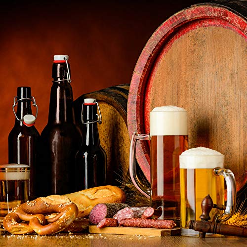 Glass Grolsch Beer Bottles, Quart Size - 33 Oz Dark Amber 12 Pack - Airtight Seal With Swing Top/Flip Top Stoppers - Supplies For Home Brewing Fermenting Of Alcohol, Kombucha Tea, Wine, Homemade Soda #TOP4