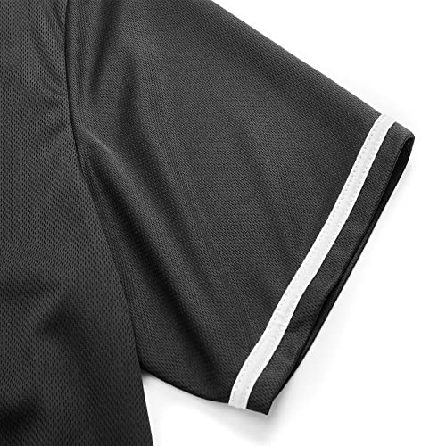 DHSPKN Camisa feminina de beisebol com botões em branco simples softball, manga curta, hip hop, unif