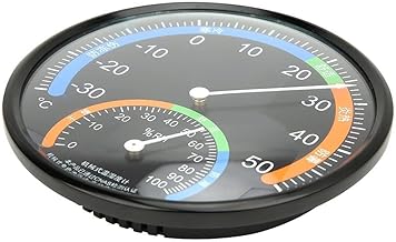 Jeffergarden Innen-Außenthermometer-Hygrometer, Aluminiumlegierung und ABS, Genaues Temperatur- und Luftfeuchtigkeitsmessgerät mit Klarer Skala für den Heimbüro-Garten (TH101 schwarz)