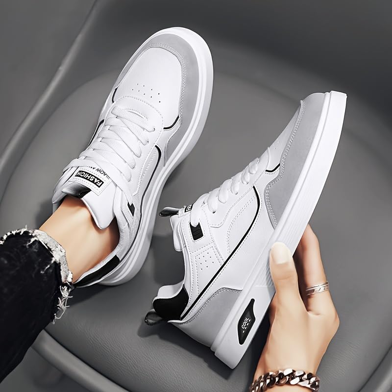 Men's Trendy Color Block Low Top Skateboard Shoes, Comfy Non Slip Durable Casual Walking Shoes for Men's Outdoor Activities4