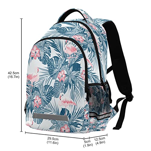 Sacs cartable à dos imprimé feuillage et flamant pour garçons et filles - 3