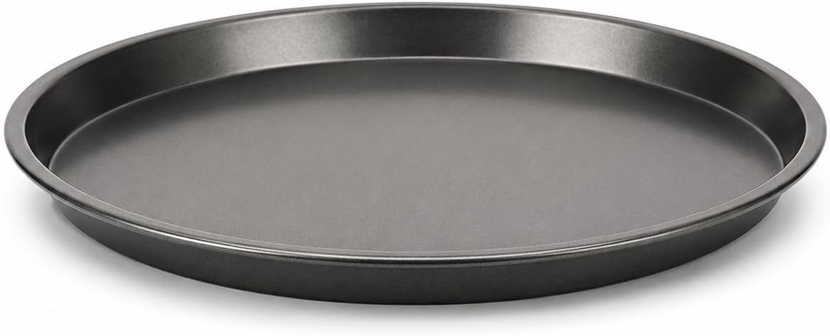 Xacton Carbon Steel Non-Stick Round Pizza Pan - 23 x 23 x 1.5 cm | Heavy Duty Baking Tray for Pizza, Garlic Bread, Cookies & Tarts | Microwave Oven, OTG Safe | Easy Release & Easy Clean | Black