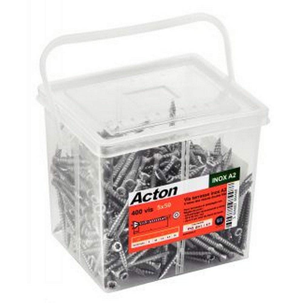 Tornillos para madera (300 unidades, cabeza avellanada, 5 x 70, doble rosca, Torx, acero inoxidable A2)