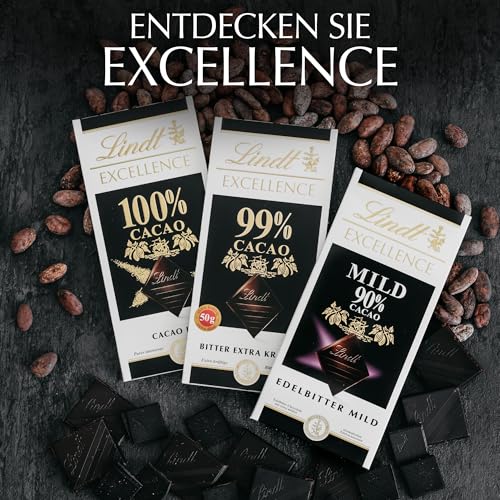 Lindt EXCELLENCE 99% Kakao - Edelbitter-Schokolade | 50 g Tafel | Extra kräftige Bitter-Schokolade | Intensiver Kakao-Geschmack