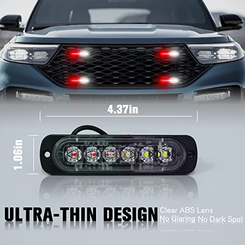 Dibms Led Emergency Strobe Lights, 8X Red White 6 Led Strobe Warning Emergency Flashing Light Caution Construction Hazard Light Bar For Car Truck Van Off Road Vehicle Atv Suv Surface Mount #TOP1