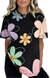 Daisy Shirts Womens Flower Shirt Wildflowers Graphic Tee Floral Print Tshirts Botanical Tee Tshirt Round Neck Casual Blouses