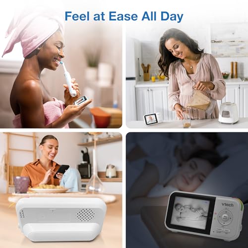 Image of VTech VM819 Baby Monitor + BC8211 Myla the Monkey Bundle - Non-WiFi Video Monitor with 19Hr Battery, 1000ft Range & Portable Soother with Night Light & Stroller Attachment