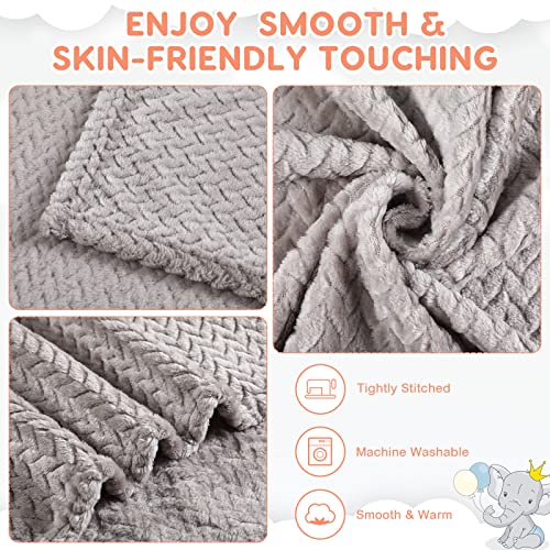4 Pcs Baby Blankets Toddler Blanket Flannel Fuzzy Plush Flannel Fleece Baby Blankets Soft Warm Throw Crib Blanket, Nursery Swaddling Blankets For Girls Boys Kids Bedding, Gray, 26 X 32 Inch #TOP2