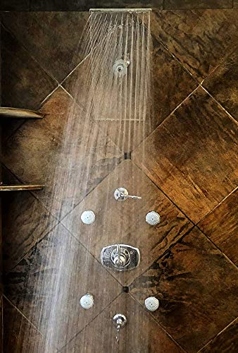 PREMIUM Large Shower Head by Clear Shower XL - Clear Model, FIRM PRESSURE Square 18 inch (45cm) Adjustable Shower Head, LUXURY Waterfall Full Body Coverage, Easy to Install