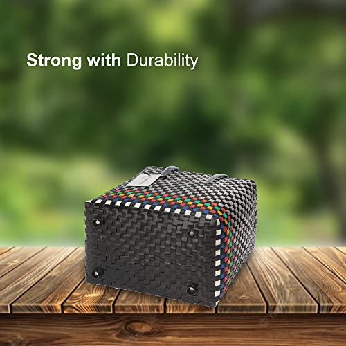 Image of Arnavira Handmade Multipurpose with Lid 7.5L Used as Lunch Lunch Bag Tiffin Bag for Office,School & Travel (25x13x22) (Black Silver, Small)