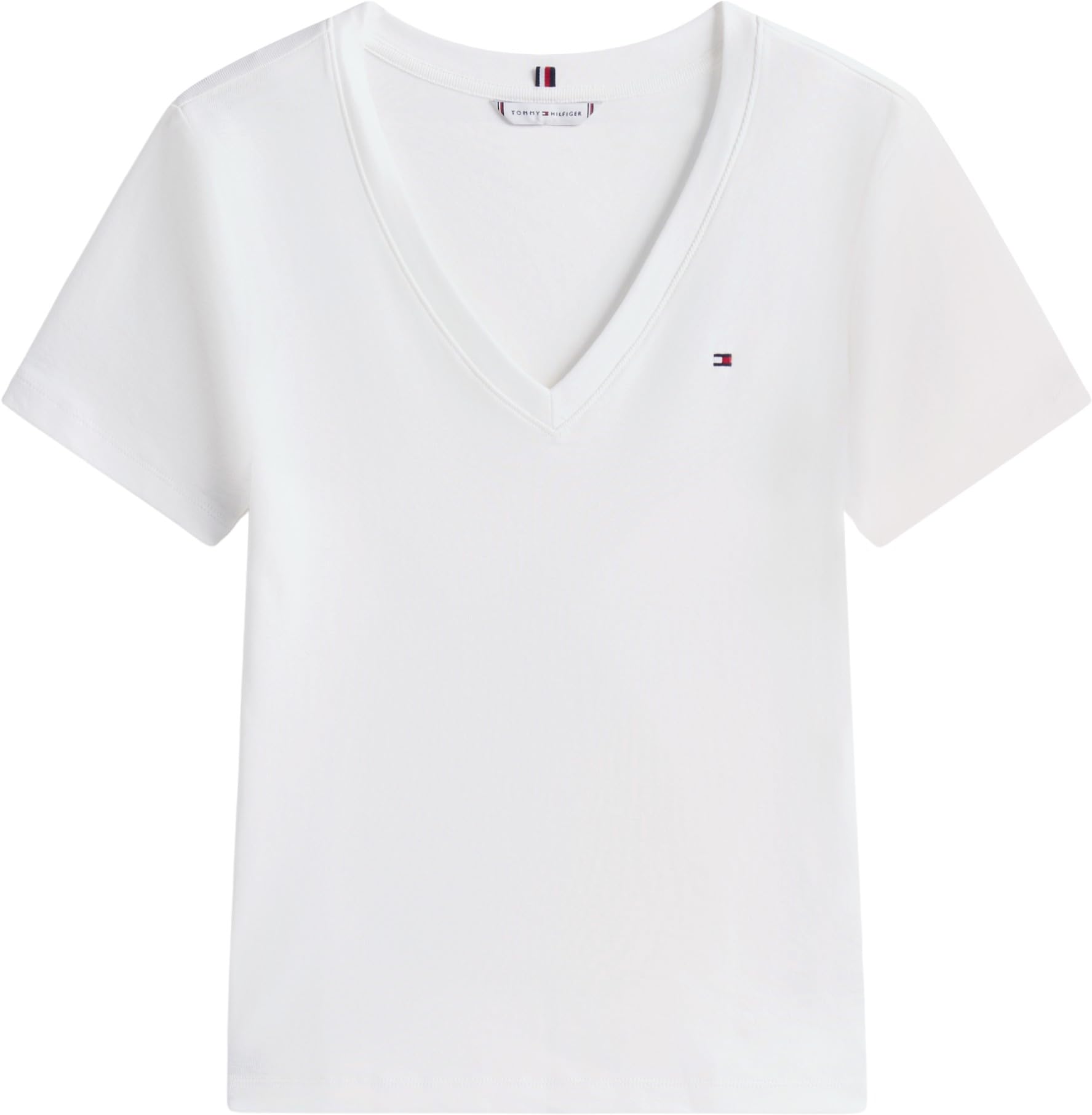 Tommy Hilfiger Camiseta de Manga Corta Mujer New Slim Cody V-Neck Cuello de Pico